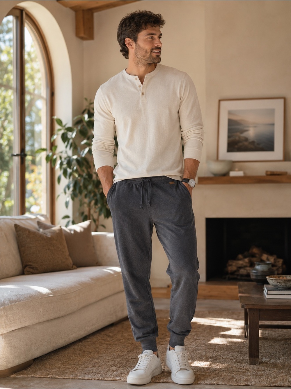 Orvis Men's Charcoal Jogger Sweatpants Size Large - Drawstring Lounge Pants